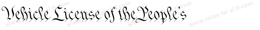 Vehicle License of thePeople’sRepub字体转换